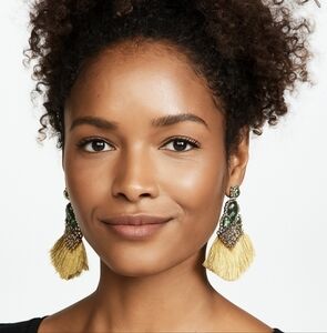 Shiraleah Eloise Gold and Green Fringe Tassel Earrings